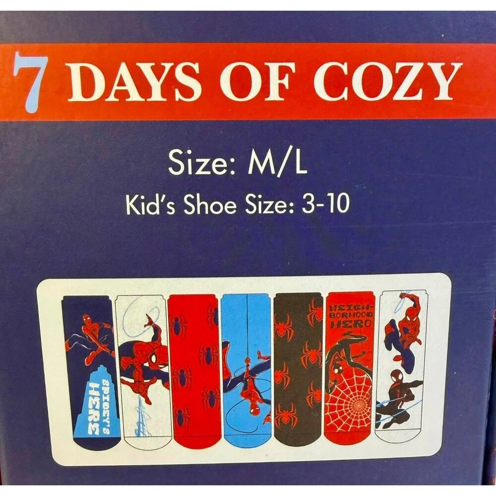 Marvel Spider‑Man 7 Days of Cozy Kids Sock Set (Size M/L 3‑10)